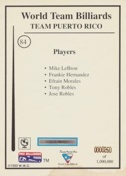 1993 Pro Billiards Tour #84 Team Puerto Rico Back